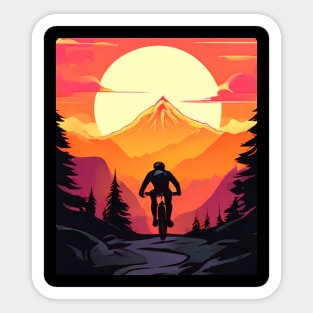Mountain Bike Sunset Ride, Sports Cycling Sticker